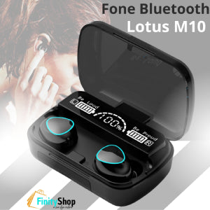 Fones Bluetooth Lotus M10 3500mAh à PROVA D'ÁGUA c/ caixa de carregamento